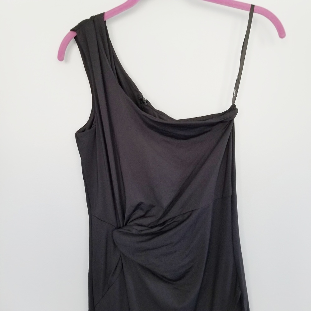 {Bardot} Black One Shoulder Maxi Mid Calf Dress SM - Picture 6 of 8
